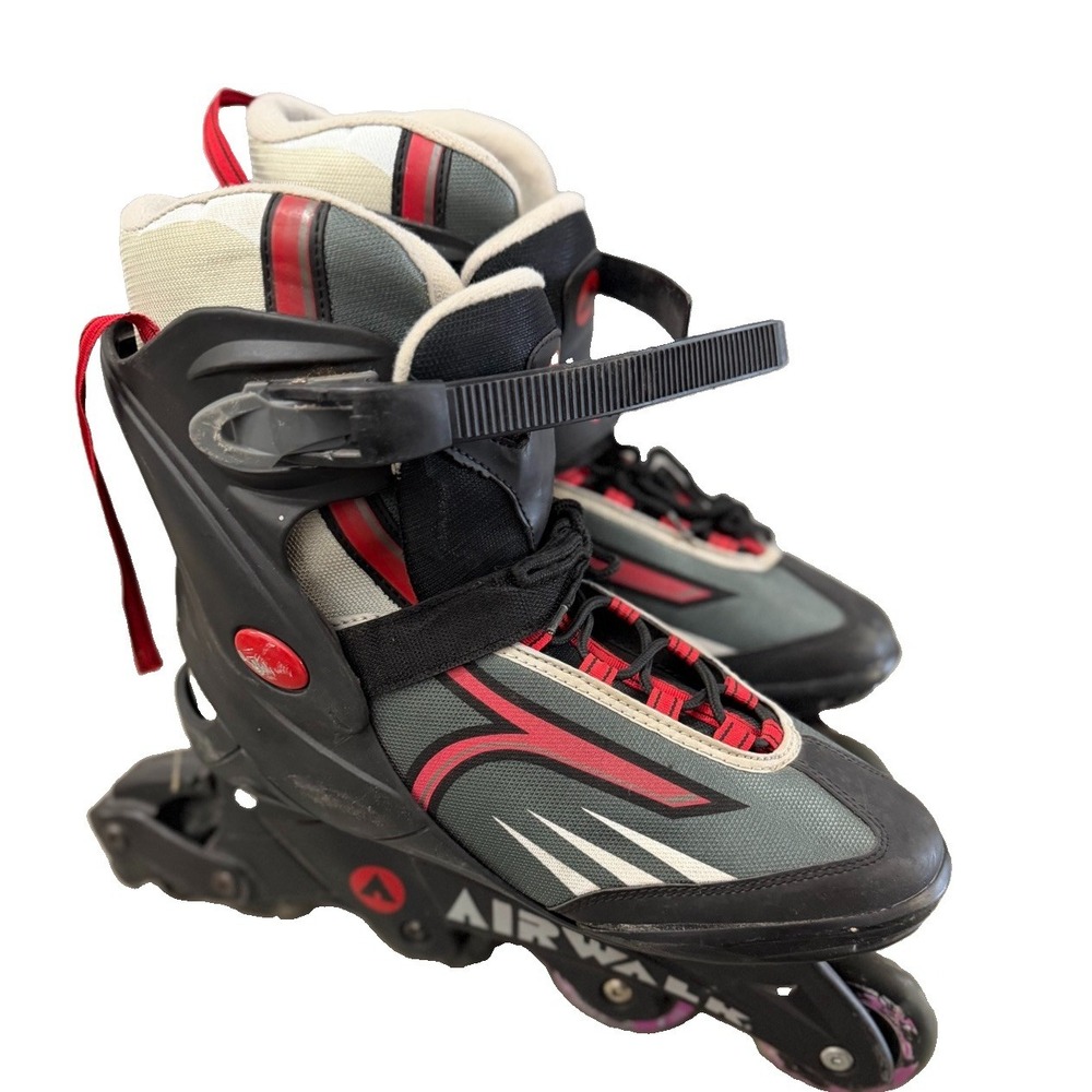 Airwalk Inline Skates Size 9 Black Red Gray Rollerblades AW02042TE Adult